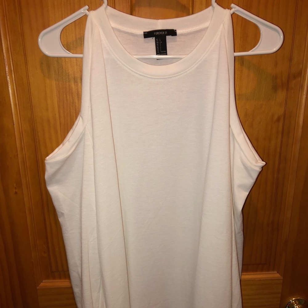 Solid white open shoulder long sleeve tee